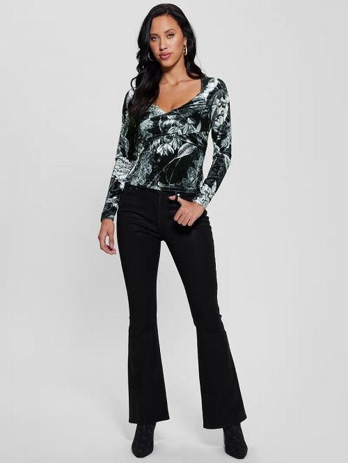 Guess Dianna Velvet Top Negrii | GUESS-SN27673