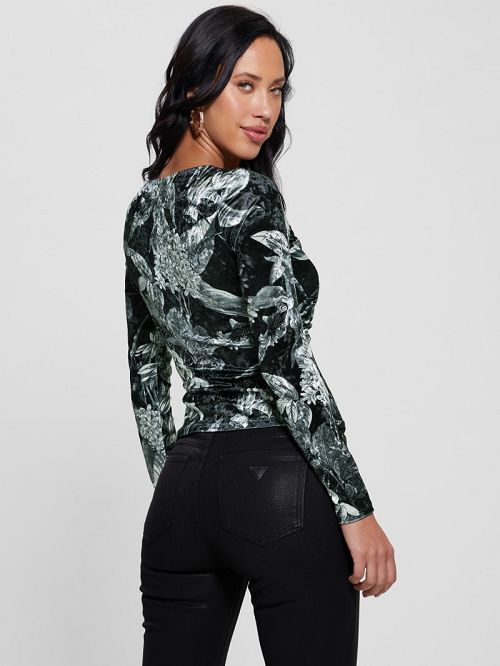 Guess Dianna Velvet Top Negrii | GUESS-SN27673