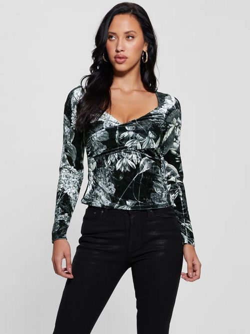 Guess Dianna Velvet Top Negrii | GUESS-SN27673