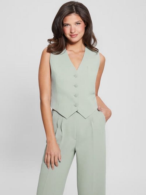 Guess Dina Cropped Blazer Vest Verzi | GUESS-SN27864