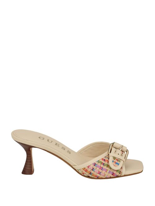 Guess Dista Buckled Logo Kitten Heels Bej | GUESS-SN29748