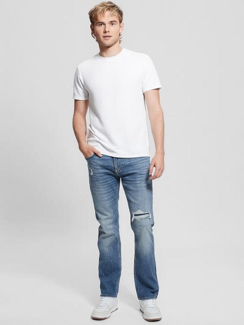 Guess Distressed Straight Jeans Albastri | GUESS-SN30362