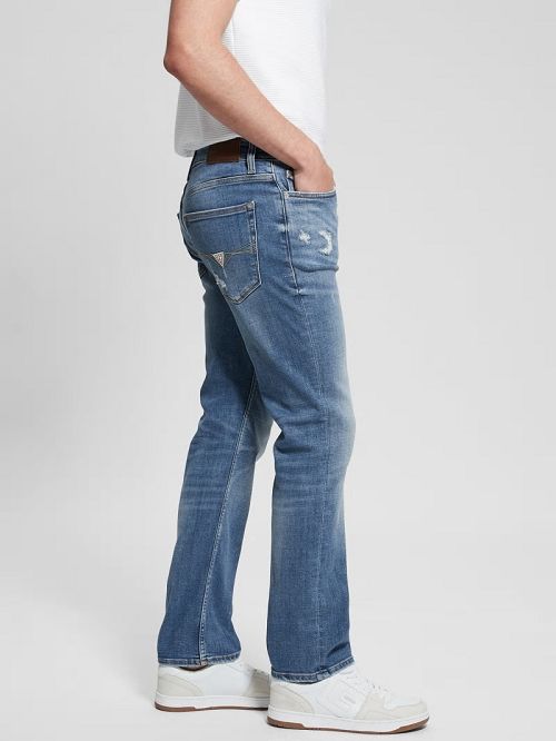Guess Distressed Straight Jeans Albastri | GUESS-SN30362