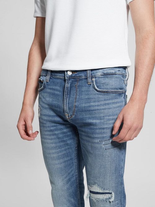 Guess Distressed Straight Jeans Albastri | GUESS-SN30362