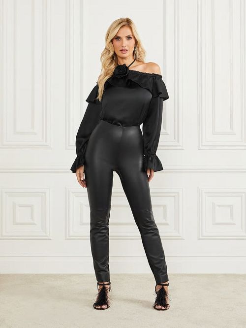 Guess Dixie Satin Blouse Negrii | GUESS-SN27203
