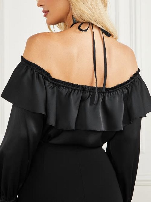 Guess Dixie Satin Blouse Negrii | GUESS-SN27203