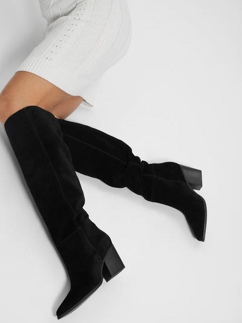 Guess Dolita Suede Knee-High Boots Negrii | GUESS-SN29921