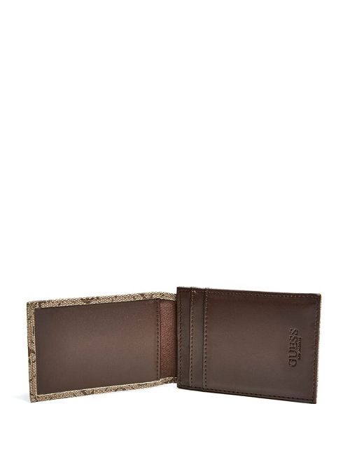 Guess Don Logo-Print Magnetic Card Case Bej | GUESS-SN31738
