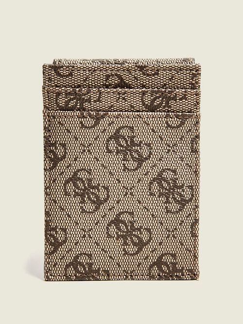 Guess Don Logo-Print Magnetic Card Case Bej | GUESS-SN31738
