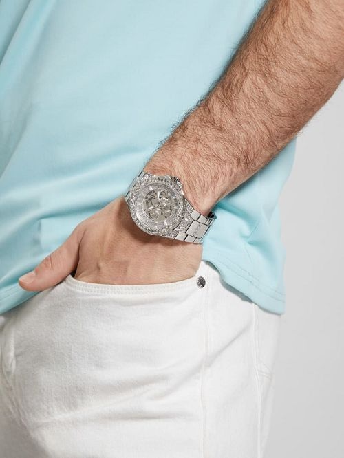 Guess Dynasty Silver-Tone Multifunction Watch Argintii | GUESS-SN31643
