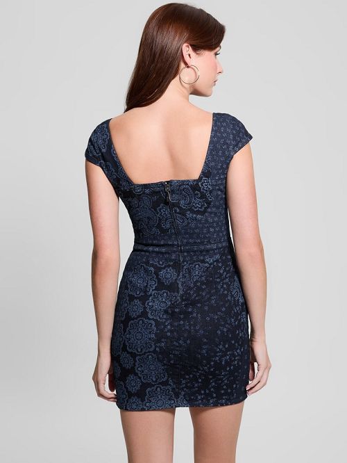 Guess Eco Akira Printed Denim Dress Albastri | GUESS-SN26672