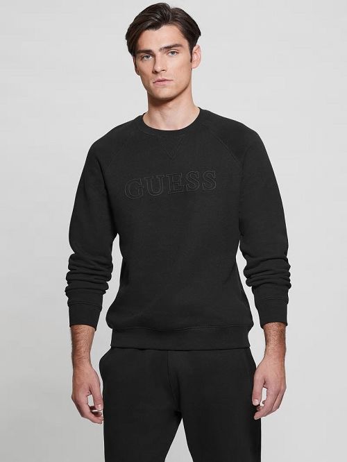 Guess Eco Aldwin Logo Sweatshirt Negrii | GUESS-SN30970
