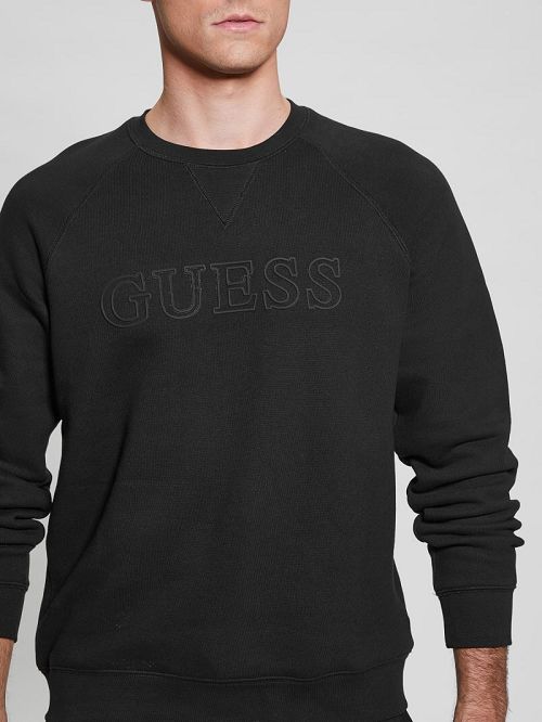 Guess Eco Aldwin Logo Sweatshirt Negrii | GUESS-SN30970