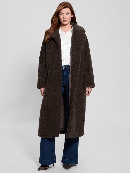 Guess Eco Alina Teddy Longline Coat Maro | GUESS-SN27901
