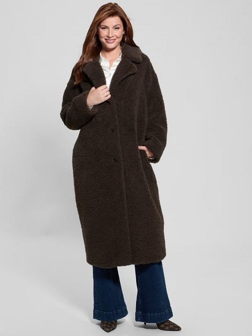 Guess Eco Alina Teddy Longline Coat Maro | GUESS-SN27901