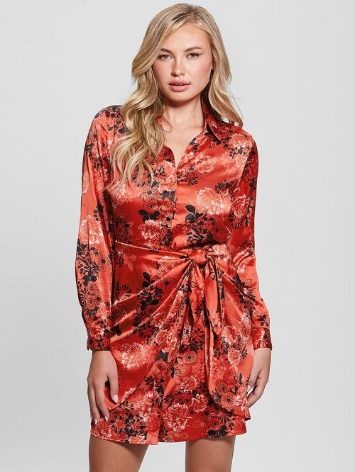 Guess Eco Alya Printed Dress Rosii | GUESS-SN26708