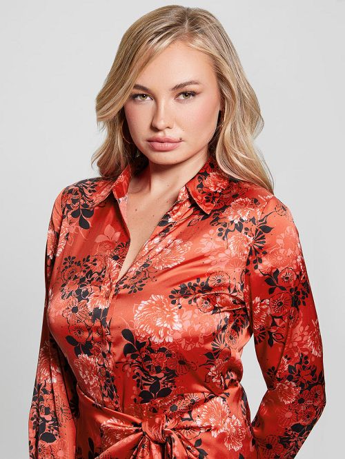 Guess Eco Alya Printed Dress Rosii | GUESS-SN26708