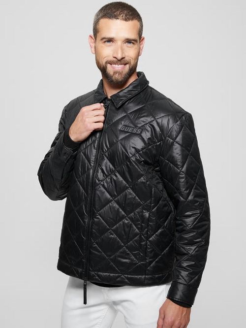 Guess Eco Anchise Quilted Jacket Negrii | GUESS-SN30874