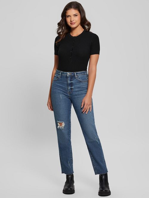 Guess Eco Anders Henley Bodysuit Negrii | GUESS-SN27430