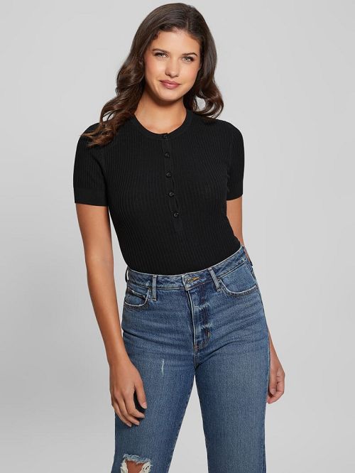 Guess Eco Anders Henley Bodysuit Negrii | GUESS-SN27430