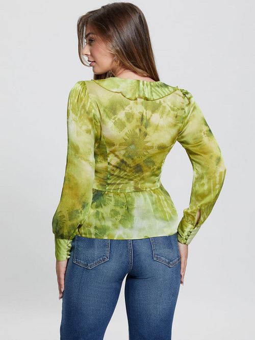Guess Eco Angie Ruffle Top Verzi | GUESS-SN27502