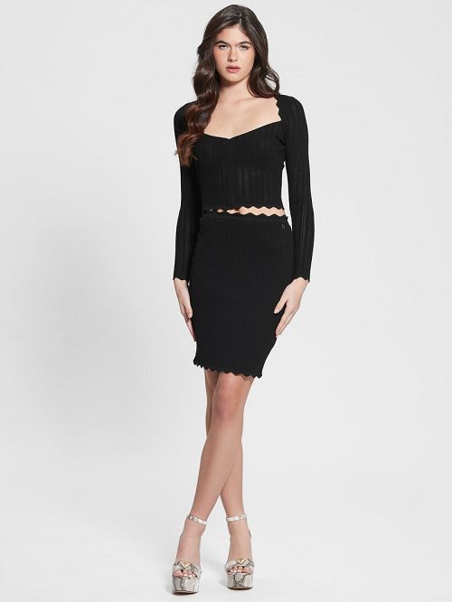 Guess Eco Anjela Pointelle Top Negrii | GUESS-SN27182