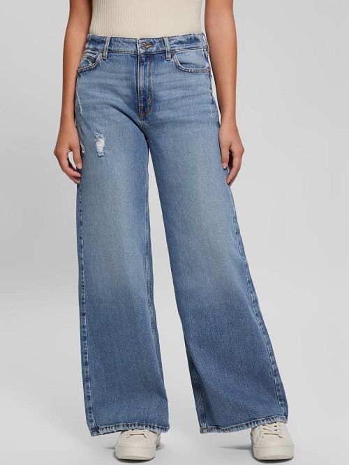 Guess Eco Bellflower Wide Leg Jeans Albastri | GUESS-SN26663