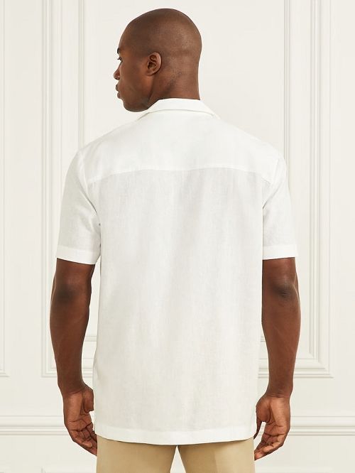 Guess Eco Billy Embroidered Bowling Shirt Albi | GUESS-SN31180