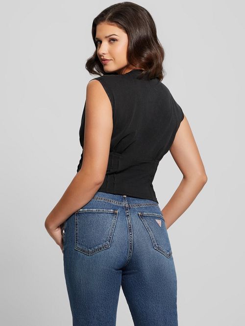 Guess Eco Black Stallion Corset Tee Negrii | GUESS-SN27331