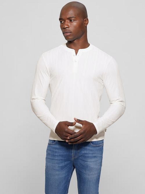 Guess Eco Brentwood Knit Henley Albi | GUESS-SN30622