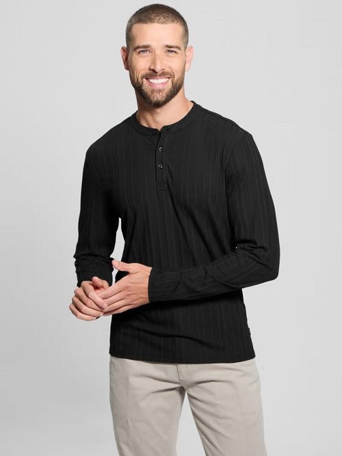 Guess Eco Brentwood Knit Henley Negrii | GUESS-SN30713
