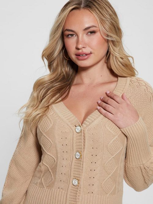 Guess Eco Brielle Cardigan Sweater Bej | GUESS-SN27792