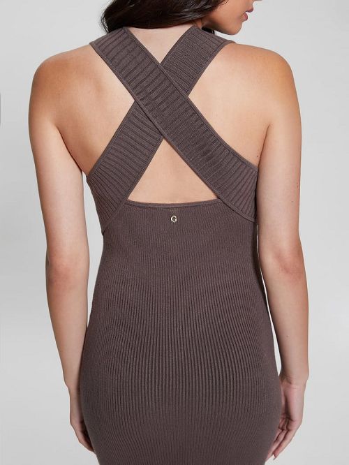 Guess Eco Carista Midi Sweater Dress Maro | GUESS-SN26890