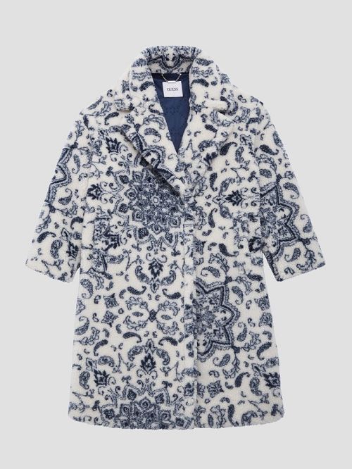 Guess Eco Carolina Printed Sherpa Coat Albastri | GUESS-SN27958