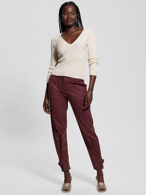 Guess Eco Cirila Ribbed Sweater Top Albi | GUESS-SN27714