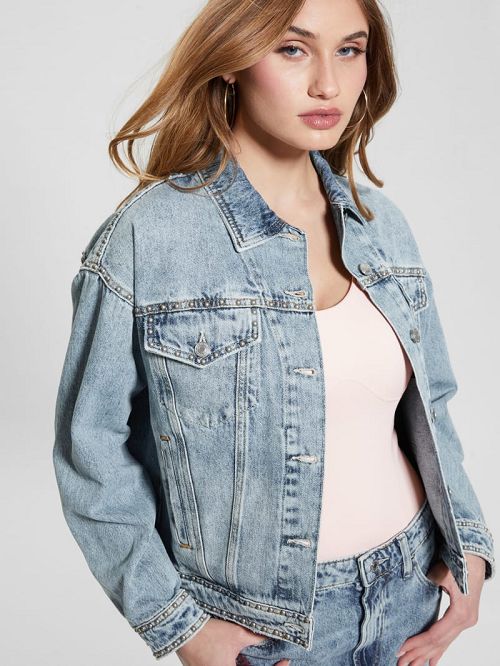 Guess Eco Clara Studded Jacket Albastri | GUESS-SN26698