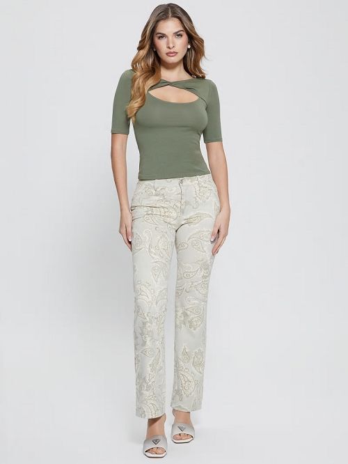 Guess Eco Clara Twisted Yoke Top Verzi | GUESS-SN27525