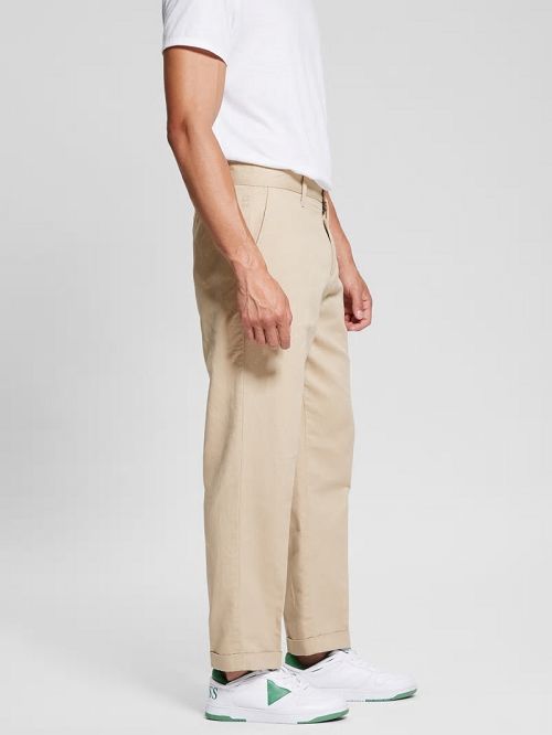 Guess Eco Clement Twill Cropped Chino Pants Bej | GUESS-SN31440