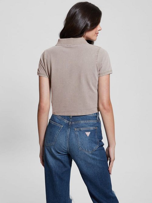 Guess Eco Cora Crop Pique Polo Bej | GUESS-SN27356