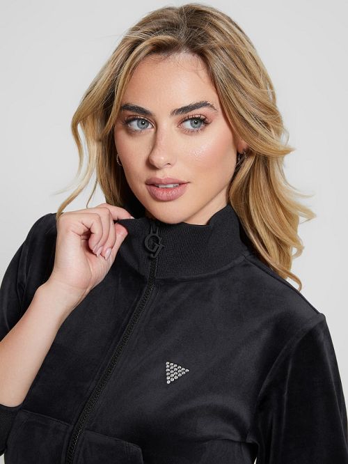 Guess Eco Couture Full-Zip Sweatshirt Negrii | GUESS-SN27822