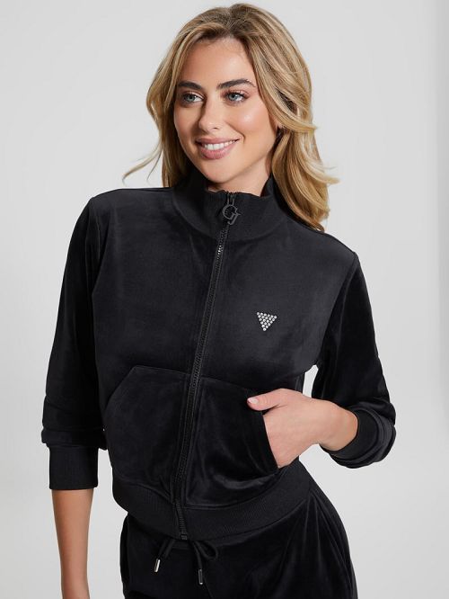 Guess Eco Couture Full-Zip Sweatshirt Negrii | GUESS-SN27822