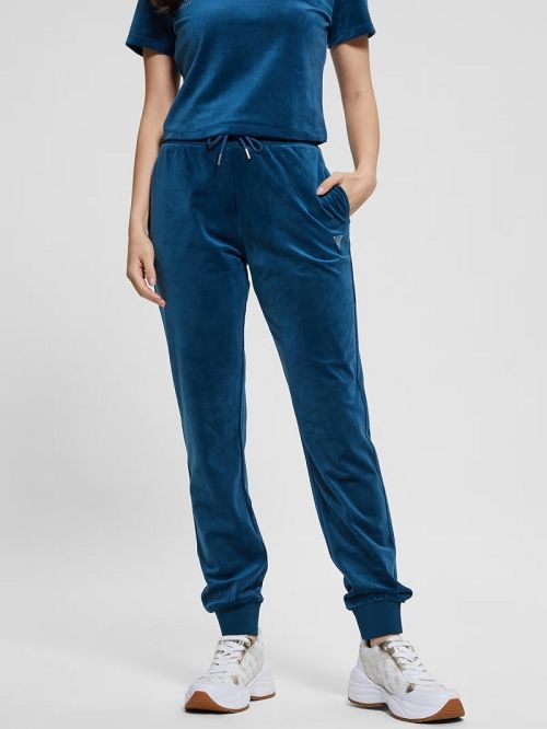 Guess Eco Couture Velvet Joggers Albastri | GUESS-SN28482