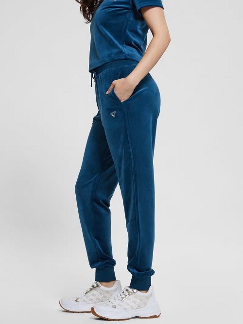 Guess Eco Couture Velvet Joggers Albastri | GUESS-SN28482