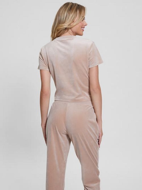 Guess Eco Couture Velvet Logo Tee Roz | GUESS-SN27244