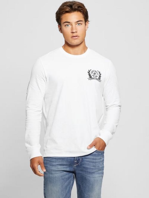 Guess Eco Crest Logo Crewneck Albi | GUESS-SN31042
