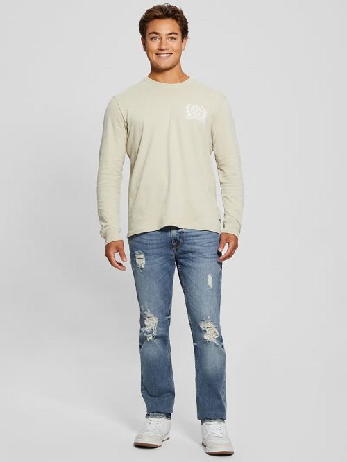 Guess Eco Crest Logo Crewneck Bej | GUESS-SN31060