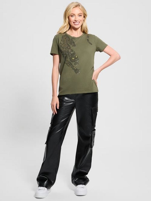Guess Eco Crystal Panther Easy Tee Verzi | GUESS-SN27424