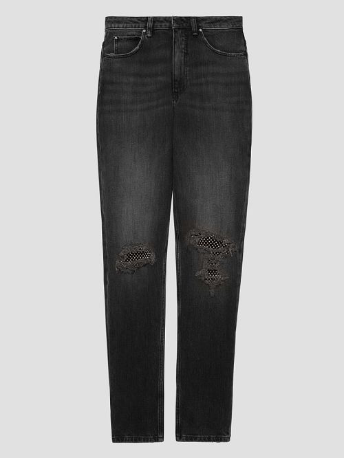 Guess Eco Crystal Rip-and-Repair Mom Jeans Negrii | GUESS-SN26507
