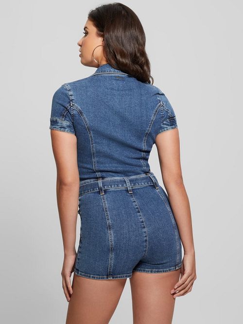 Guess Eco Deana Belted Denim Romper Albastri | GUESS-SN27015