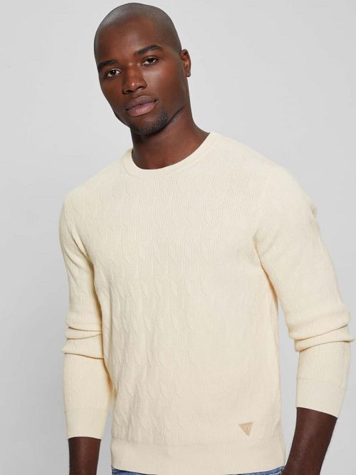 Guess Eco Delroy Stitched Sweater Albi | GUESS-SN31058